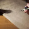ペンを持つ手と机に置かれた紙